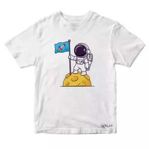 تی شرت آستین کوتاه پسرانه مدل فضانورد کد SH002 رنگ سفید