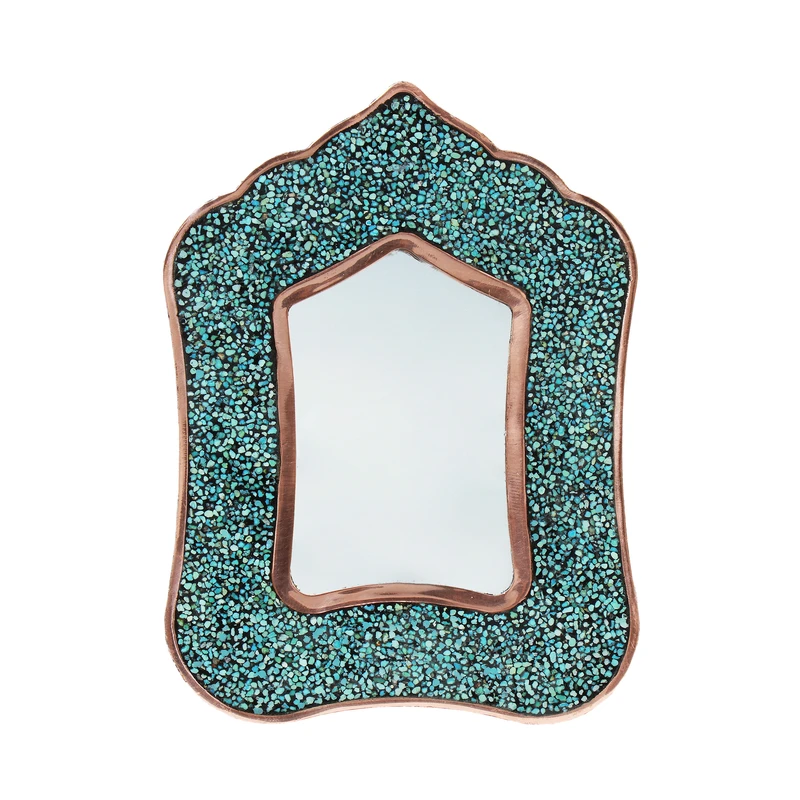 آینه مسی فیروزه‌کوبی مدل کمر باریک کد 20