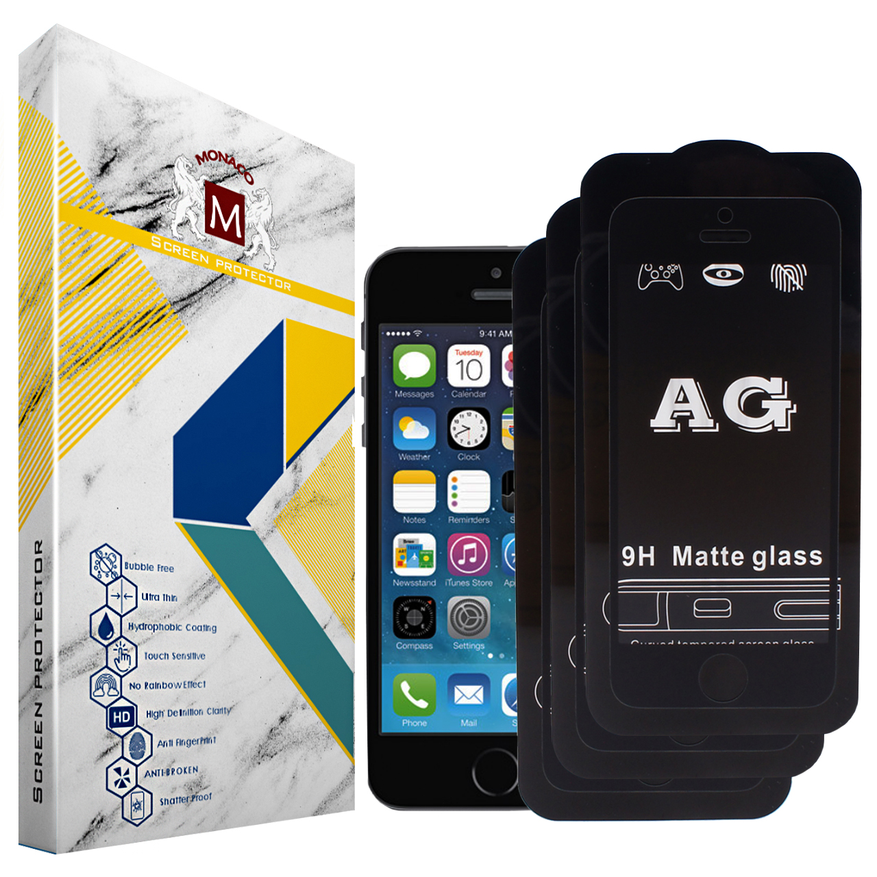 محافظ صفحه نمایش مات موناکو کد TM011 مناسب برای گوشی موبایل اپل iPhone 5 بسته سه عددی
