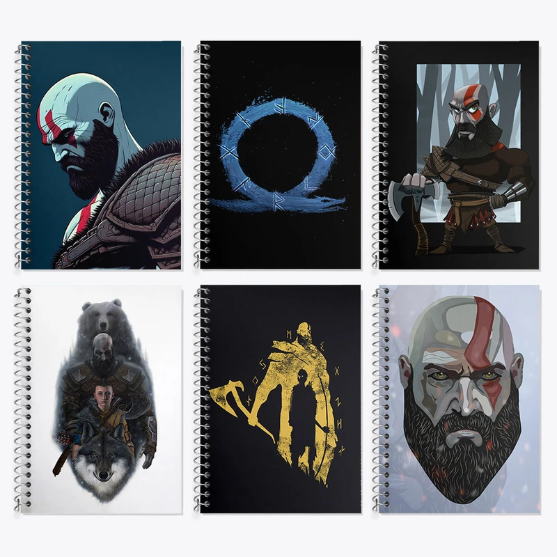 دفتر زبان 50 برگ خندالو مدل دو خط طرح گاد آف وار (God of Wa) کد 734 مجموعه 6 عددی