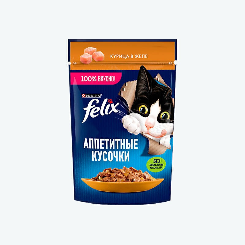پوچ گربه بالغ فلیکس مدل Chicken in Jelly طعم مرغ وزن ۷۵ گرم