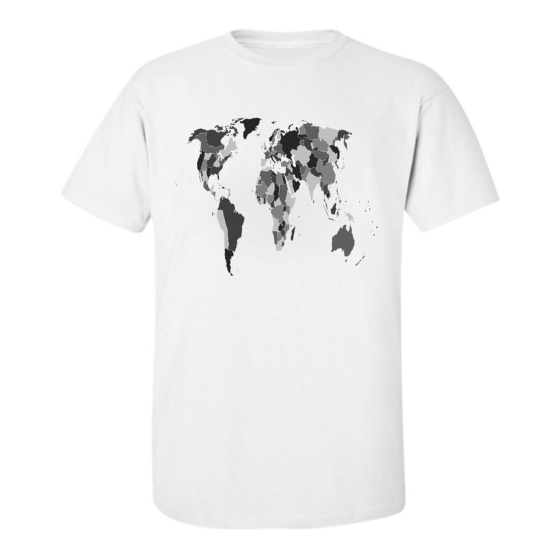 تیشرت آستین کوتاه مردانه طرح WORLD Map رنگ سفید