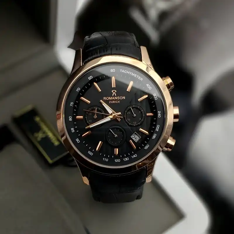 ساعت مچی عقربه‌ای مردانه رومانسون مدل سه موتور فعال کورنوگراف بند چرمی