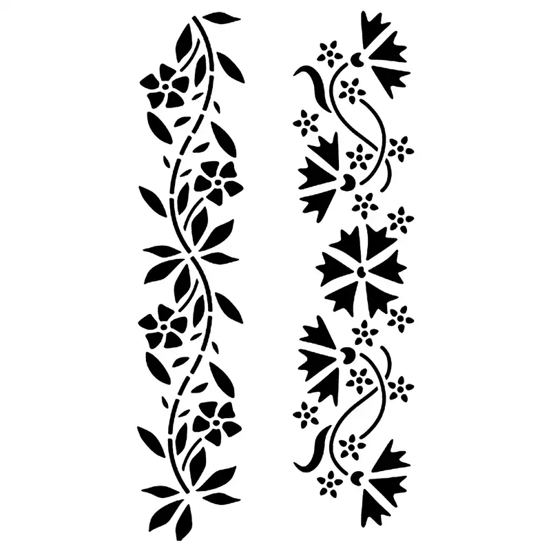 شابلون باتیس آرت طرح گل و بوته کد 50-445