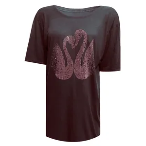 تی شرت آستین کوتاه زنانه مدل فانریپ نگینی دوقو DKCOP 262