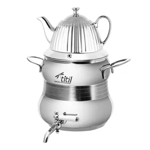 ست کتری و قوری تیتیل مدل دﯾﺒﺎ طرح دﺳﺘﻪ اﺳﺘﯿﻞ 6 لیتری کد 453
