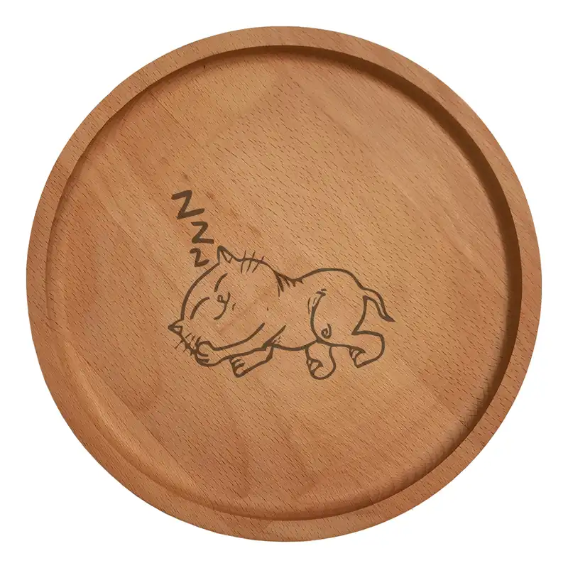 بشقاب چوبی مدل گربه