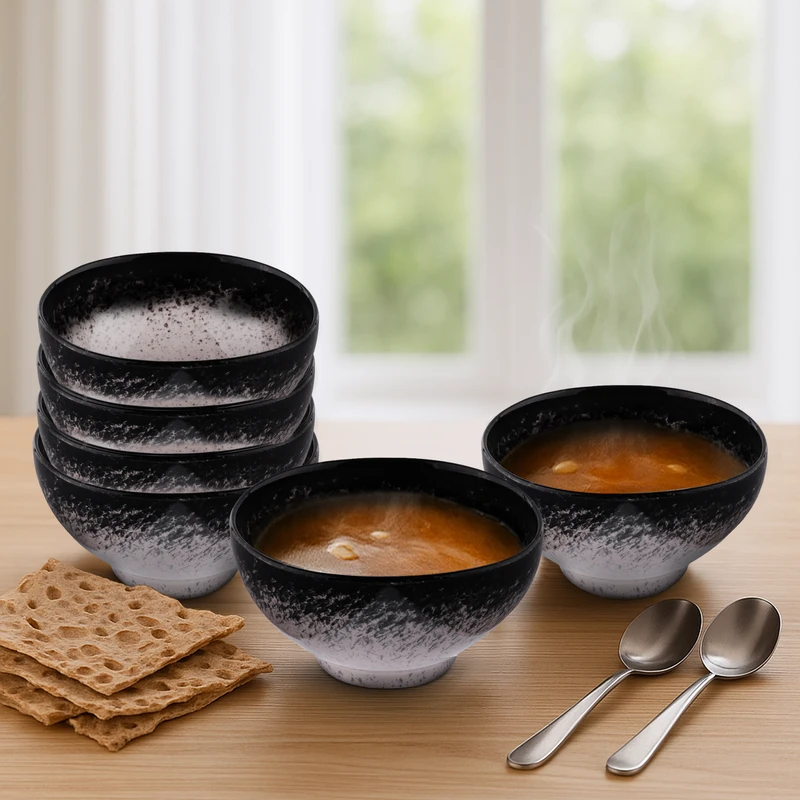 کاسه آبگوشت خوری سرامیکی بومی مدل ماربل مجموعه 6 عددی