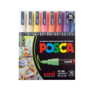 ماژیک رنگ آمیزی یونی بال مدل POSCA 3M مجموعه 16 عددی