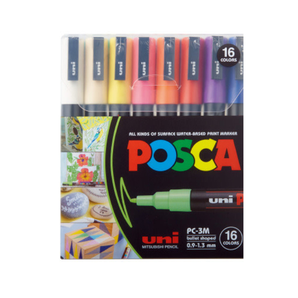 ماژیک رنگ آمیزی یونی بال مدل POSCA 3M مجموعه 16 عددی
