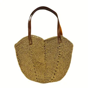 کیف دوشی دست دوز زنانه مدل رافیا طرح لاله کد 01