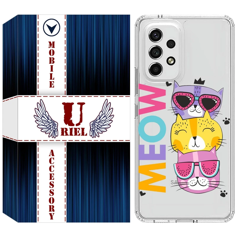کاور یوریل مدل Clear کد 57 طرح گربه مناسب برای گوشی موبایل سامسونگ Galaxy A23 4G