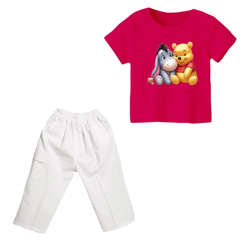 ست تی شرت و شلوارک دخترانه مدل پو کد ۴۳