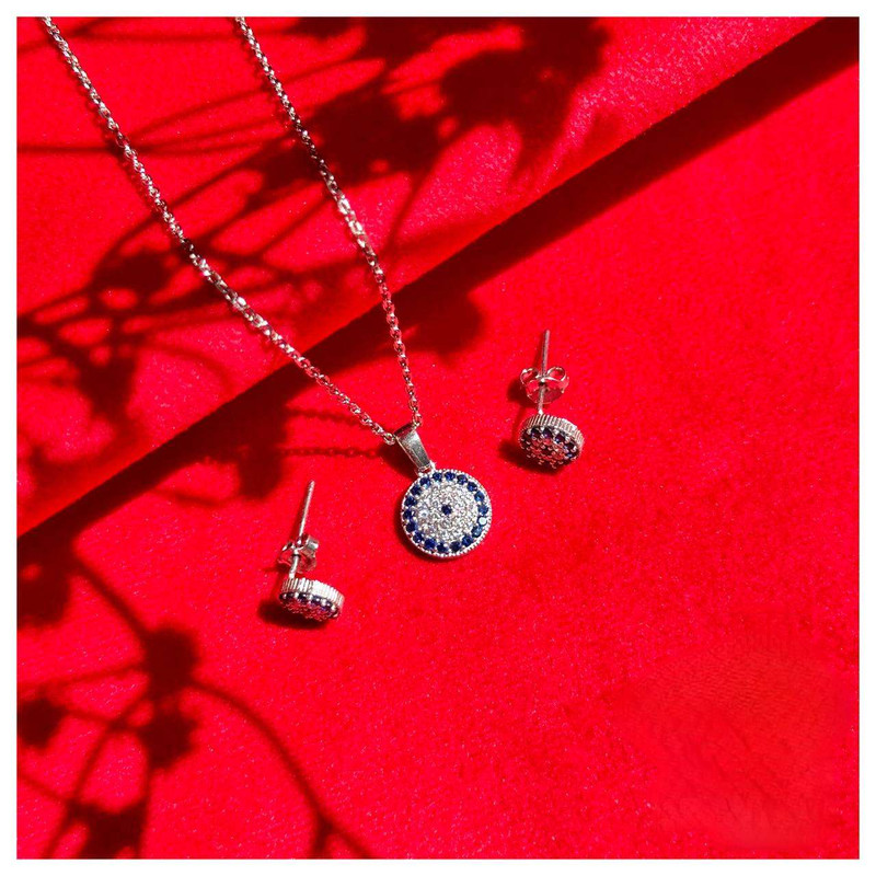 نیم ست نقره زنانه مدل چشم نظر نیم ست نقره زنانه مدل چشم نظر