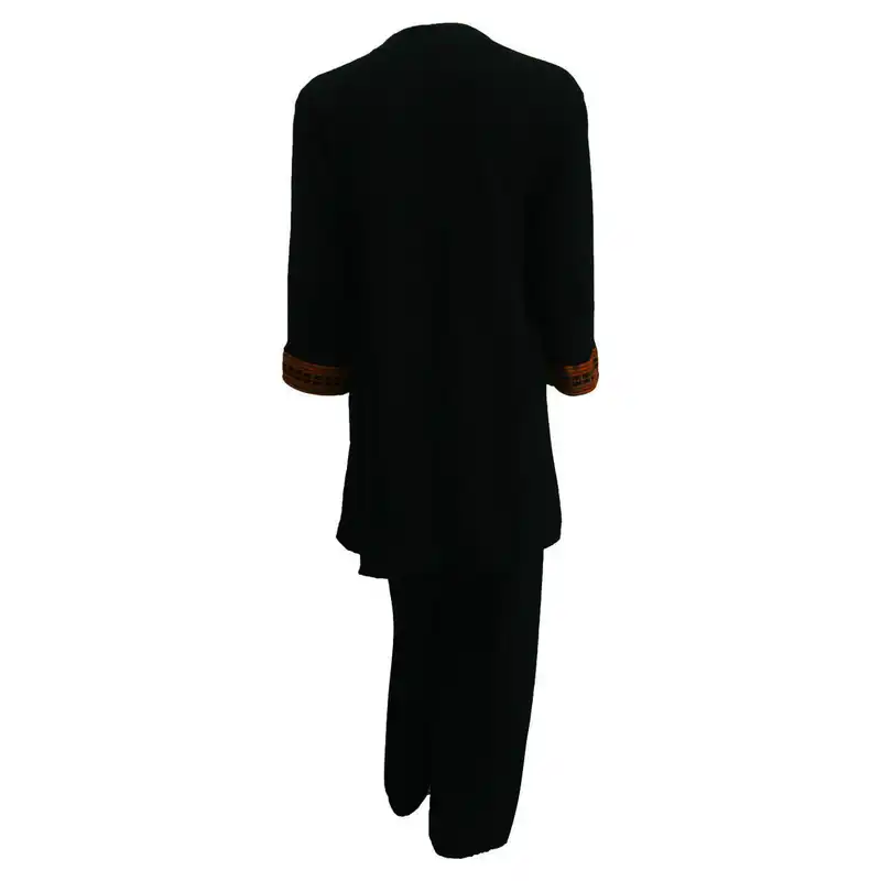 مانتو و شلوار زنانه مدل نخی ابر و بادی سنتی کد tm-2674 رنگ مشکی