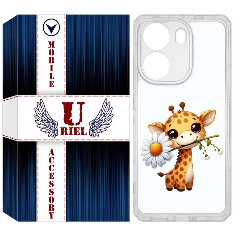 کاور یوریل مدل Clear کد 38 طرح زرافه مناسب برای گوشی موبایل شیائومی Poco X7 Pro
