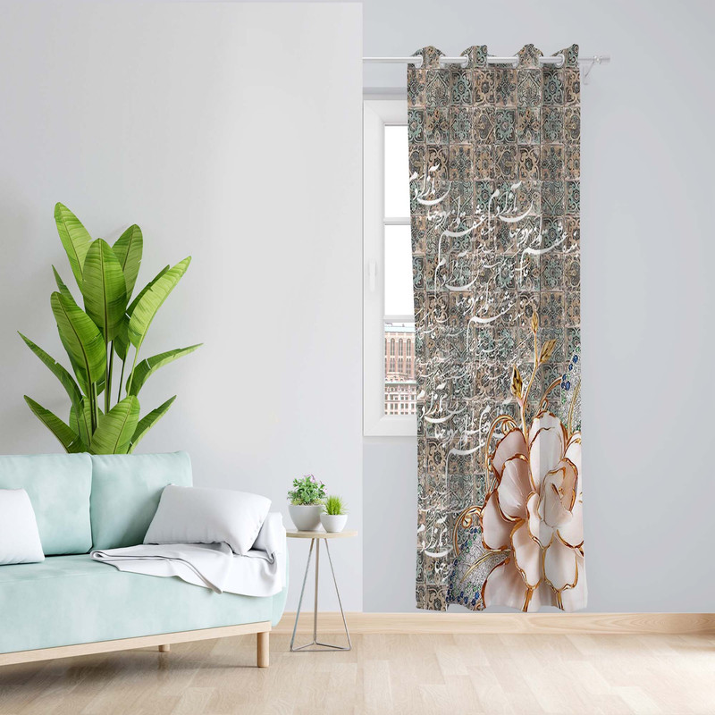 پرده طرح گل مدل مخمل پانچی کد 5282R z سایز 140x200 سانتی متر