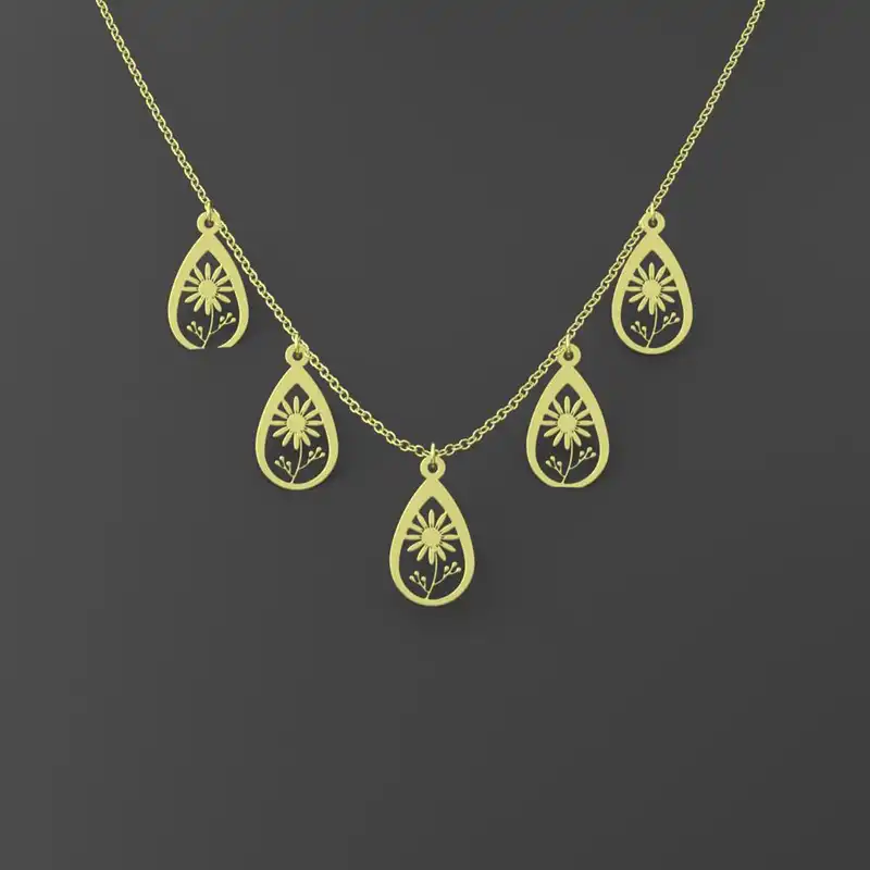 گردنبند طلا 18 عیار زنانه مدوپد مدل گل کد RNA11750