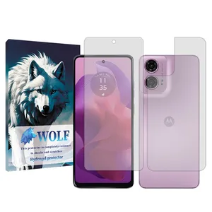 Wolf transparent Screen Protector Suitable for Motorola Moto G24 Mobile Phone with Back Protector