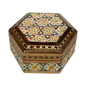 جعبه خاتم کاری مدل جا سکه ای طرح 6 ضلعی کد SP1