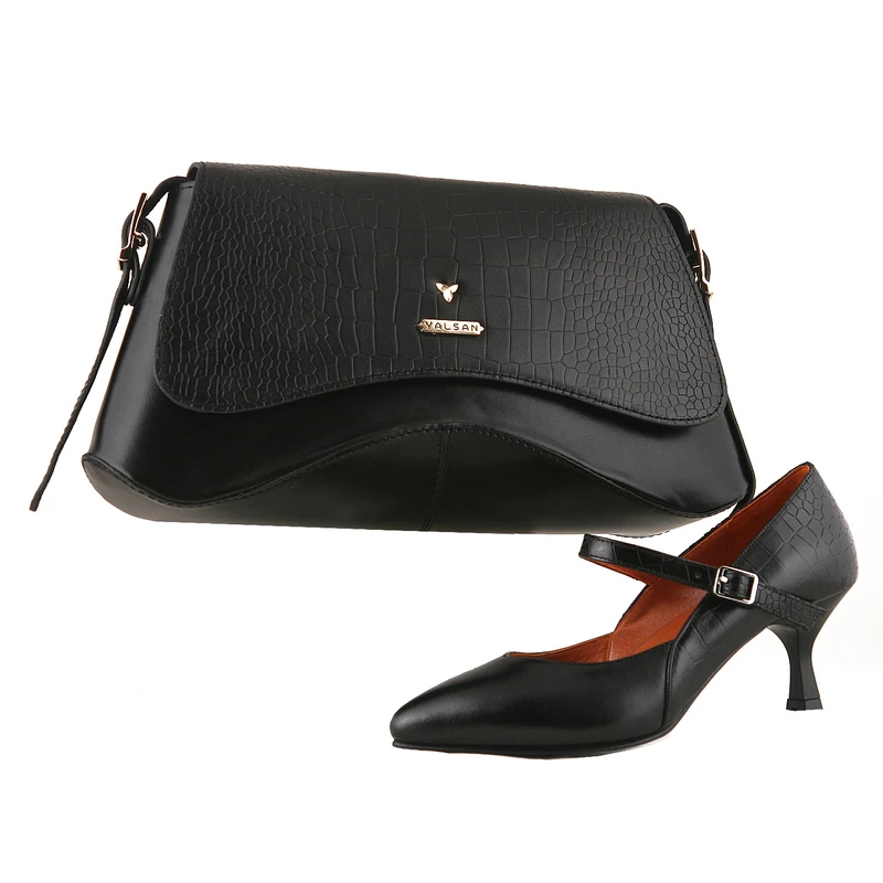 ست کیف و کفش پاشنه‌دار زنانه چرم یلسان مدل آیریا کد OLOVIYA-PRM-930-msk