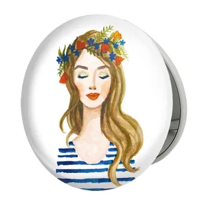 آینه جیبی خندالو طرح دخترونه مدل تاشو کد 5499 