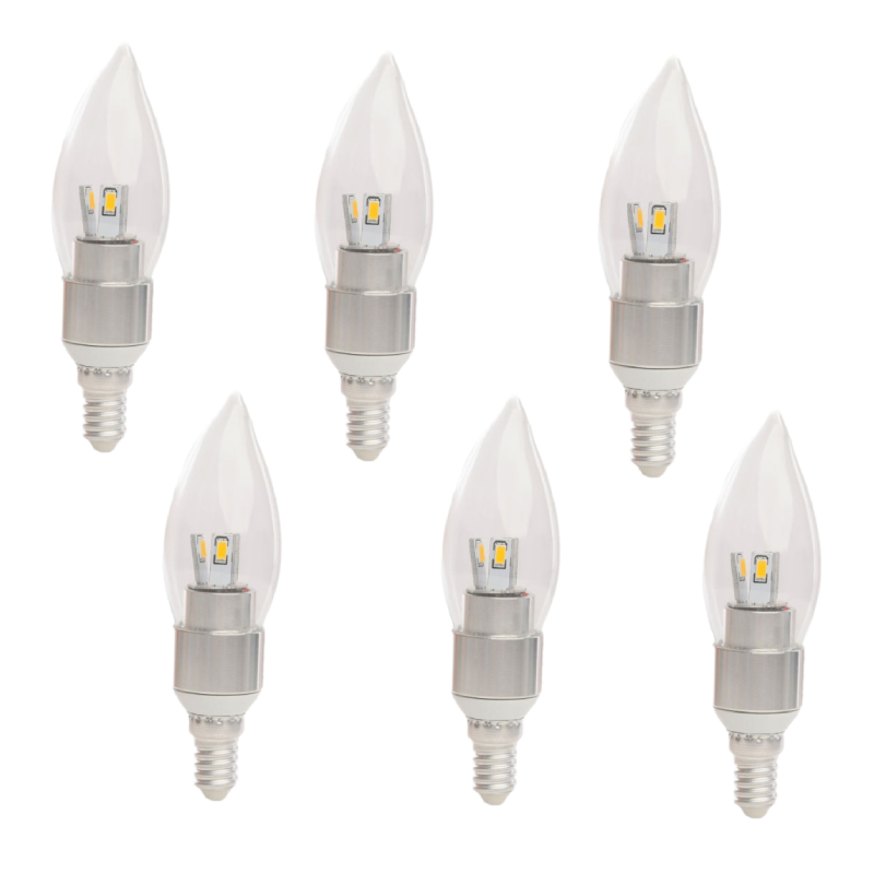 لامپ ال ای دی 5 وات روژ مدل شمعی پایه E14 بسته 6 عددی