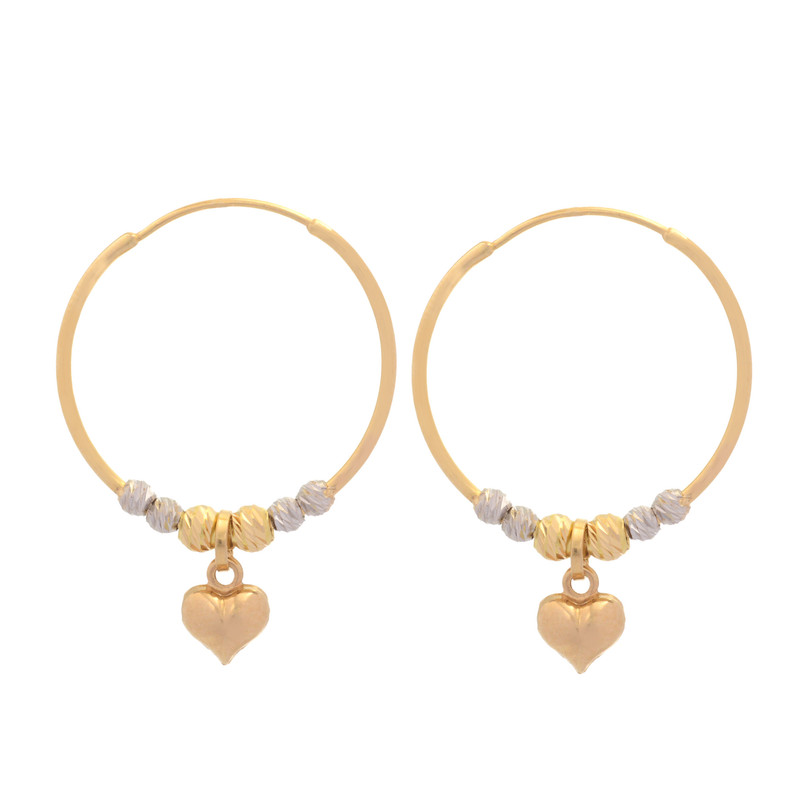 گوشواره حلقه‌ای طلا 18 عیار زنانه طلای مستجابی مدل البرنادو و قلب کد T1433