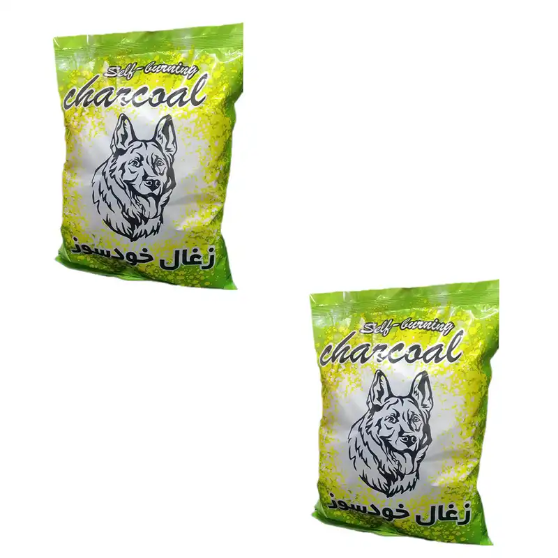 زغال کبابی عمو سعید مدل خودسوز بسته 2 عددی وزن 2 کیلوگرم