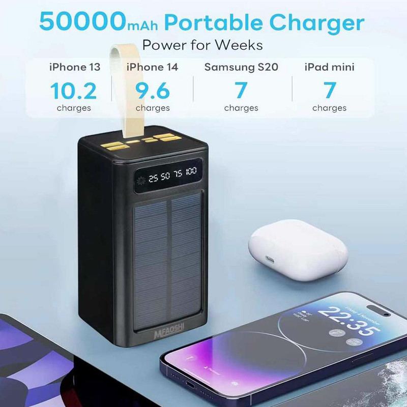 پاوربانک خورشیدی مدل 40000mah-22.5W کد Fast-Charge ظرفیت 40000 میلی آمپر ساعت