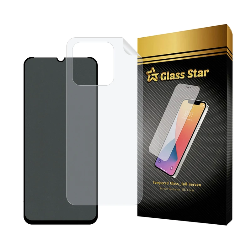 محافظ صفحه نمایش حریم شخصی گلس استار مدل FULLPRIVNANOS مناسب برای گوشی موبایل شیائومی Redmi 10C / Redmi 10 Power / Poco C40 به همراه محافظ پشت گوشی