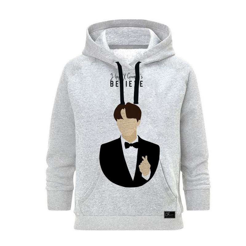 هودی زنانه مدل BTS کد B107 رنگ طوسی