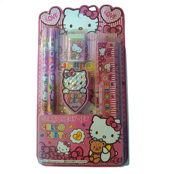 ست لوازم التحریر مدل دوستان طرح کیتی مجموعه 9 عددی