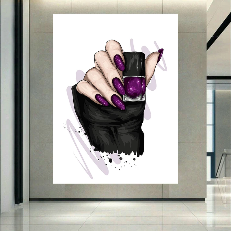 تابلو بوم طرح مانیکور مدل لاک بنفش کد AR305036