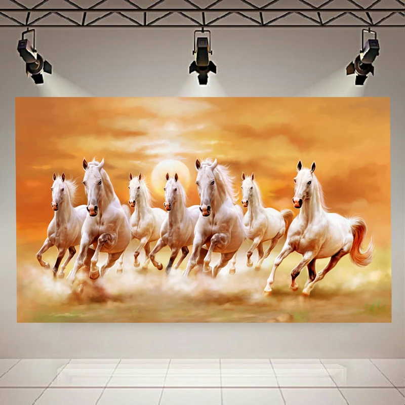 پوستر پارچه ای طرح اسب سفید مدل غروب کد AR18520