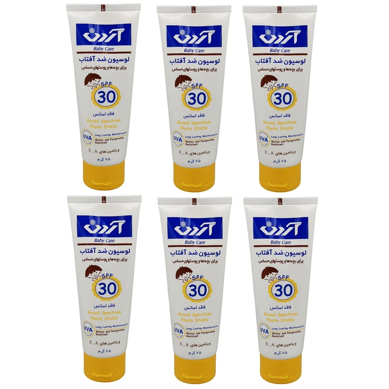 لوسیون ضد آفتاب بچه آردن مدل SPF 30 حجم 75 میلی لیتر مجموعه شش عددی