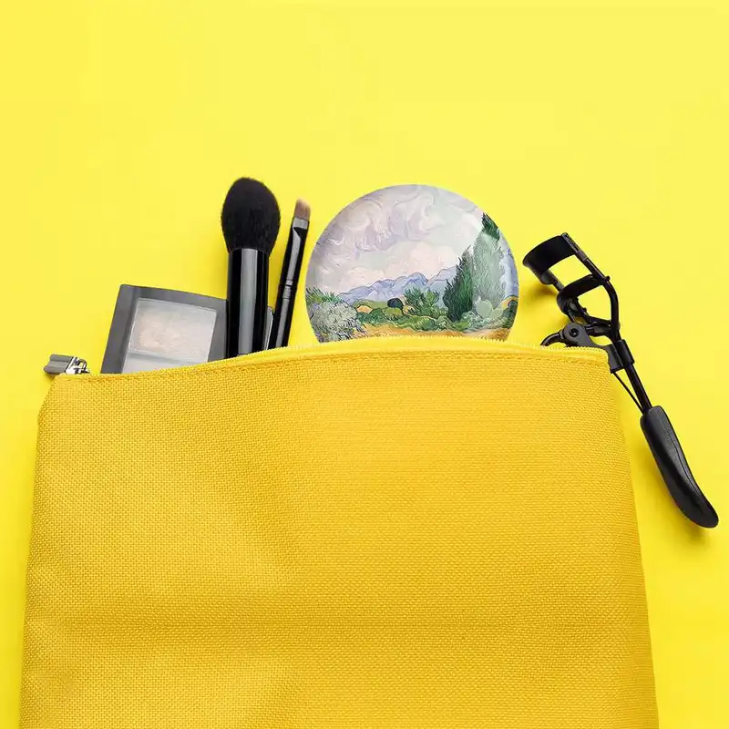 آینه جیبی خندالو طرح مزرعه ذرت با سروها ونگوگ  کد 3731