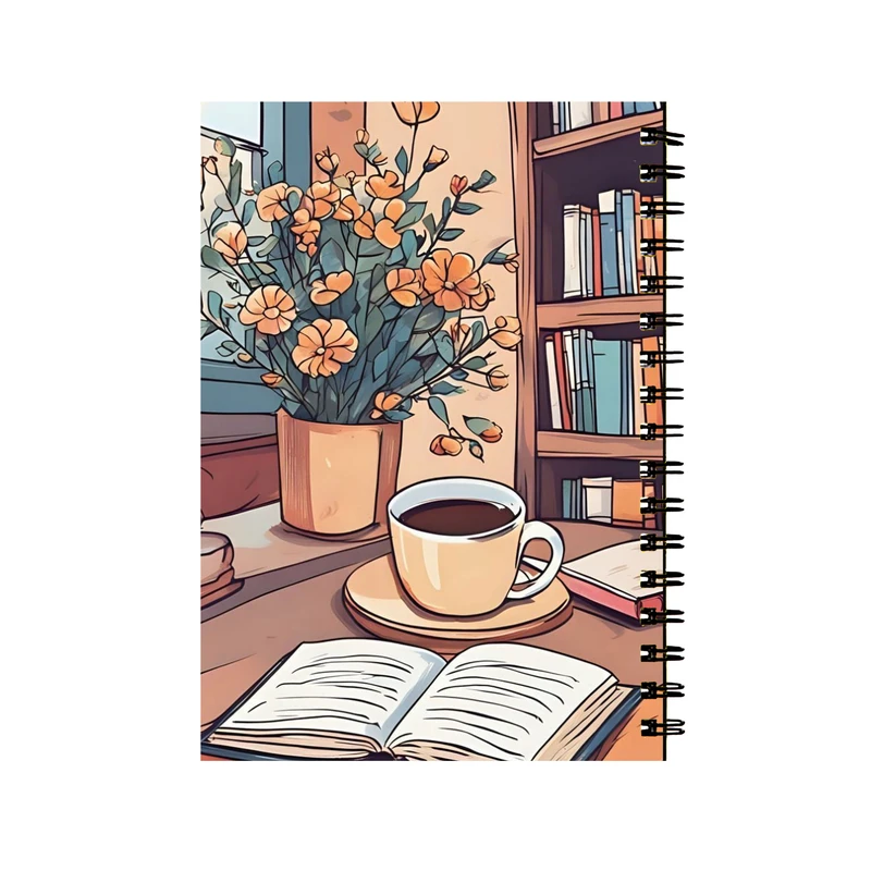 دفتر مشق 50 برگ طرح قهوه و کتاب کد 55