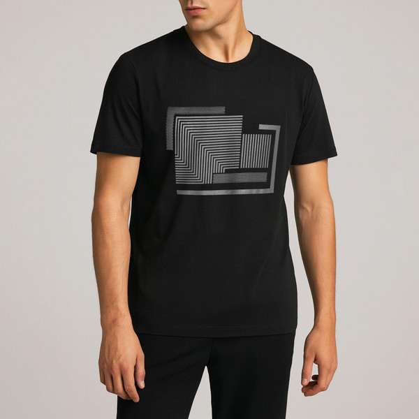 تی شرت آستین کوتاه مردانه باینت مدل 801-1 رنگ مشکی