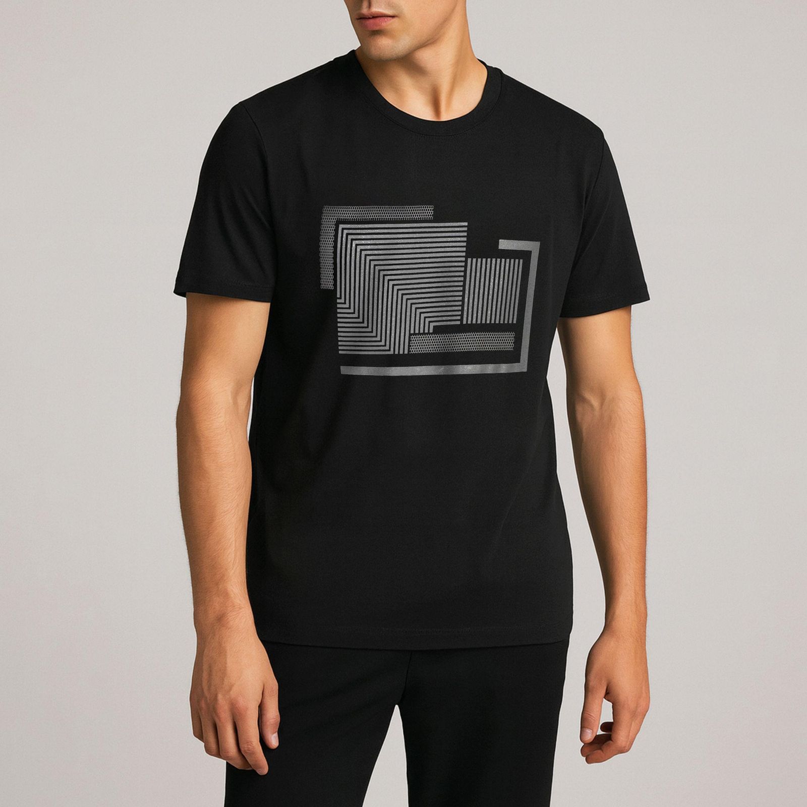 تی شرت آستین کوتاه مردانه باینت مدل 801-1 رنگ مشکی -  - 1