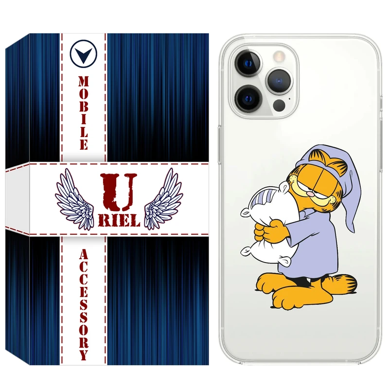 کاور یوریل قاب مدل Clear کد 73 طرح گارفیلد خوابالو مناسب برای گوشی موبایل اپل iPhone 12 Pro Max