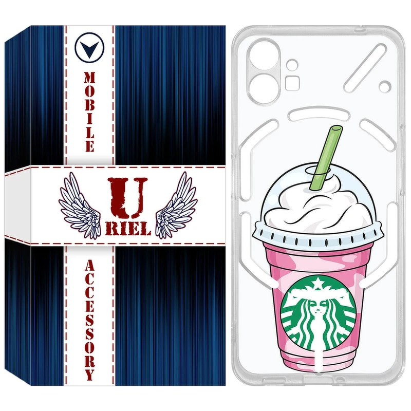 کاور یوریل مدل Clear کد 55 طرح استارباکس مناسب برای گوشی موبایل ناتینگ فون Nothing Phone 1