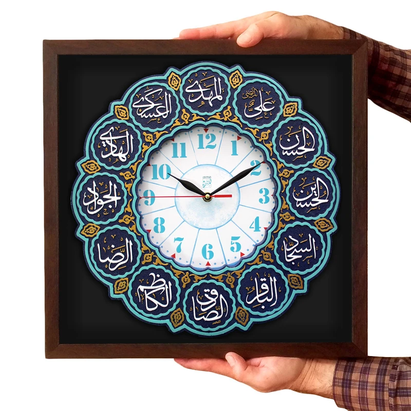 عکس شماره 3 : ساعت دیواری لوح هنر طرح دوازده امام علیهم السلام کد 206