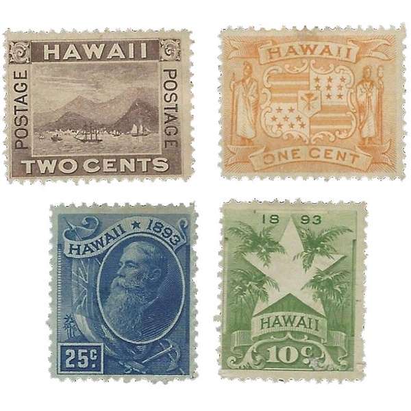 تمبر یادگاری مدل مهر نخورده پستی هاوایی سال 1895 مجموعه 4 عددی