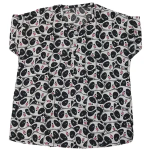 تی شرت آستین کوتاه زنانه مدل نخی تایلندی طرح پاندا