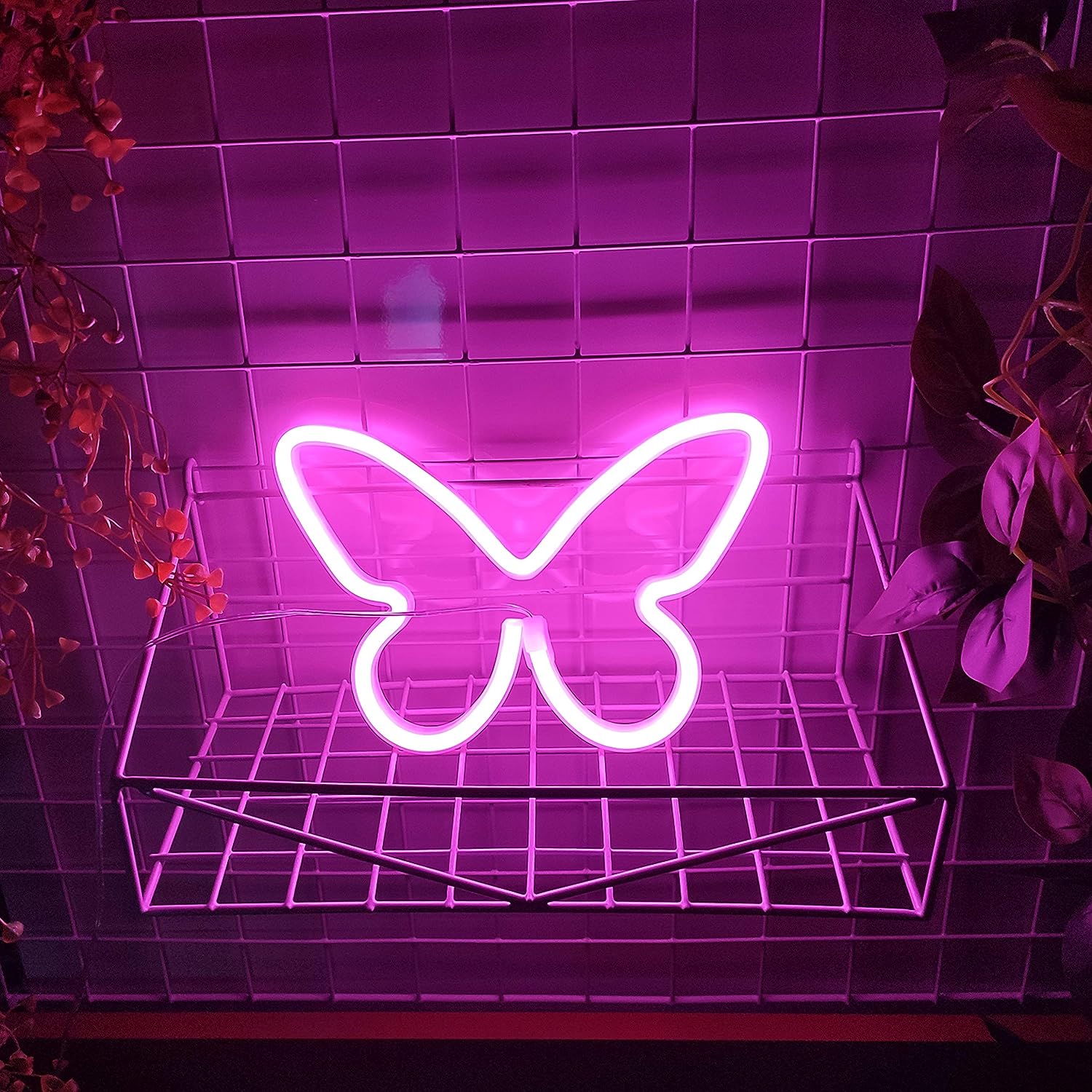 چراغ دیواری مدل تابلو نئون فلکسی نیونی طرح پروانه butterfly