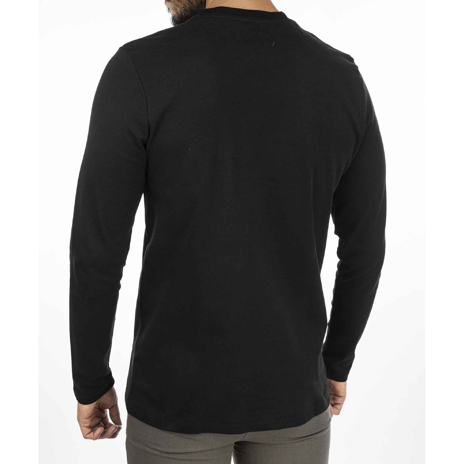 تی شرت آستین بلند مردانه جوتی جینز مدل یقه گرد کد 1551347 رنگ مشکی -  - 2