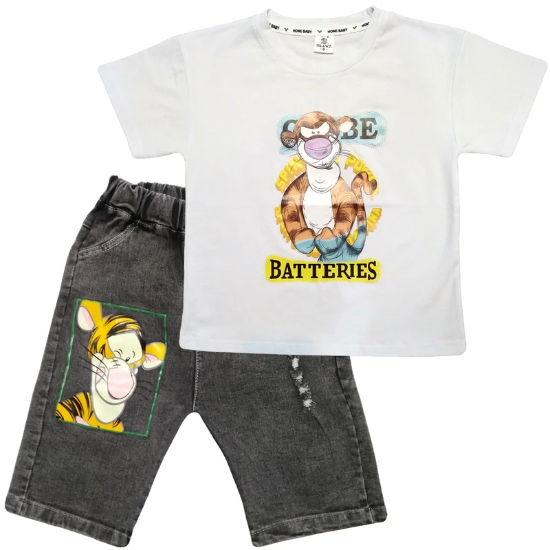 ست تی‌شرت آستین کوتاه و شلوارک پسرانه مدل ببر