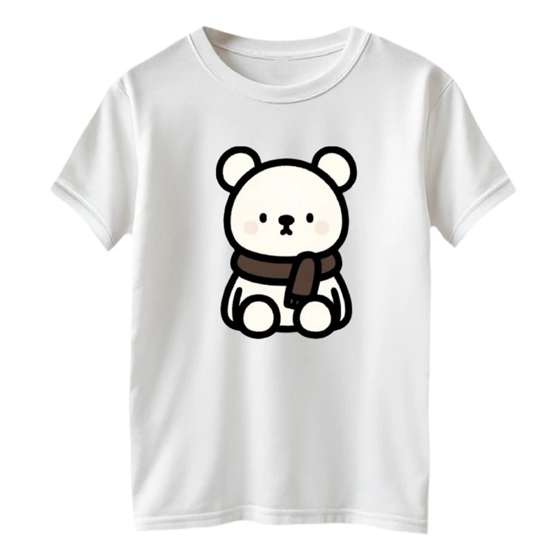 تی شرت آستین کوتاه یقه گرد  بچگانه مدل خرس و شال