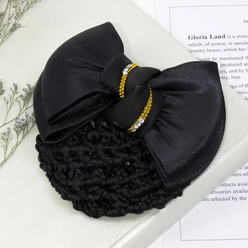 گیره مو زنانه مدل پاپیون توردار کد G_Lnd_3189